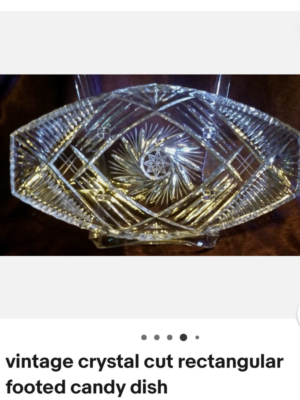 Vintage Cut Crystal Rectangular Footed Candy Dish - Clear